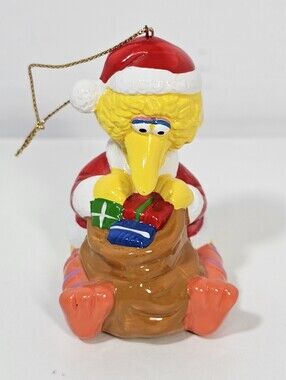 Vintage 1980s Sesame Street Big Bird ceramic Christmas ornament